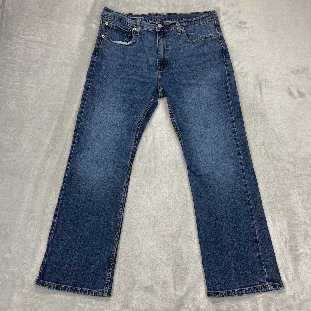 Levi's Jeans Mens 36x30 (35x28) Blue Denim 527 Whiskered Faded Slim Bootcut leg